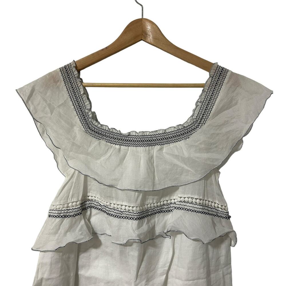 Kisuii Bohemian Tiered Off Shoulder Cotton Mini Dress cottagecore beachwear - Picture 7 of 10